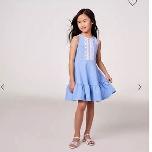 Janie and Jack Blue Eyelet Lace Ponte Dress size 7
